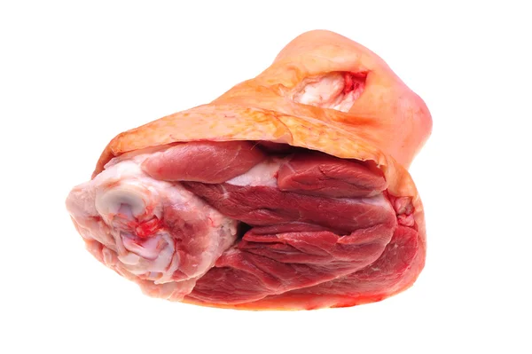 Rohes Schweinefleisch (Keule) isoliert auf weißem Hintergrund — Stockfoto