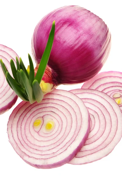 Rote geschnittene Zwiebel — Stockfoto