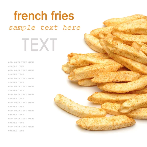 Een stapel van Franse frietjes op een witte achtergrond — Stockfoto