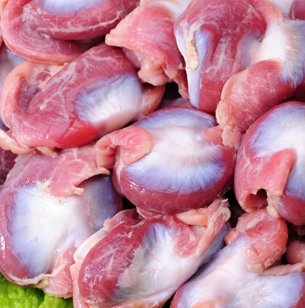 Pollo crudo ventriglio su sfondo bianco — Foto Stock