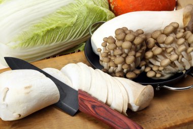 Kral istiridye mantar ve kahverengi kayın mantar