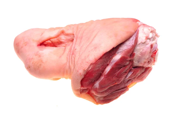 孤立在白色背景上的生猪肉 (腿) — 图库照片