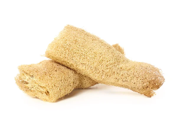 Spugna di loofah naturale su sfondo bianco — Foto Stock