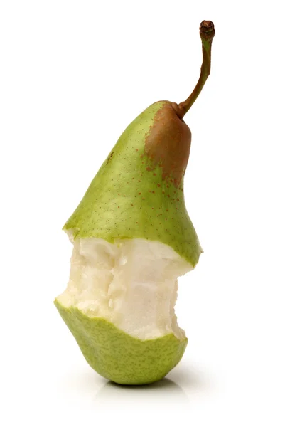 Half-gegeten pear — Stockfoto