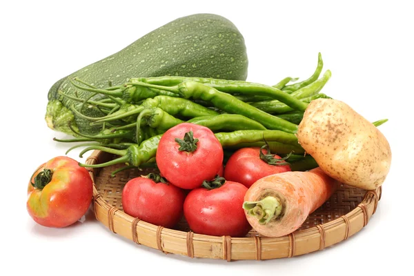 Fresh tomato and green peppers — Stock Photo, Image