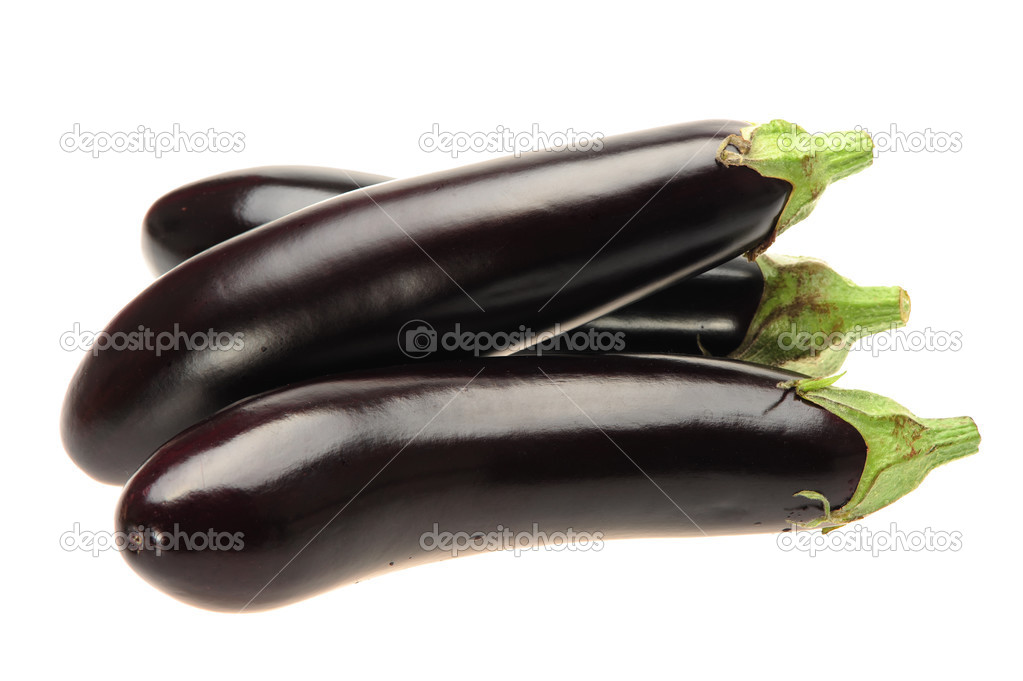 Eggplants isolated on white background close up