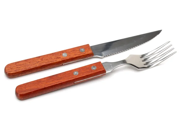 Rostfri kniv och gaffel — Stockfoto