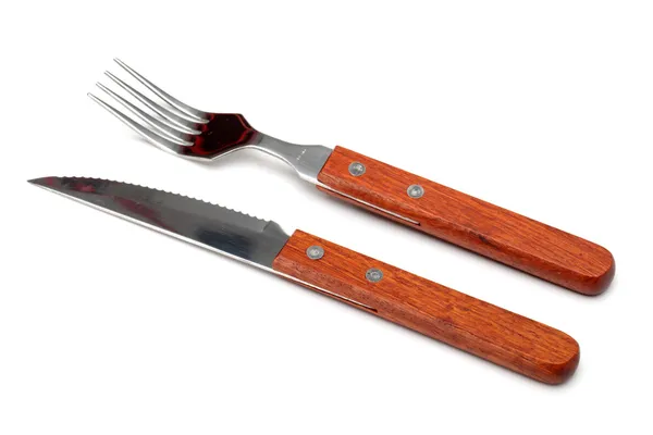 Rostfri kniv och gaffel — Stockfoto