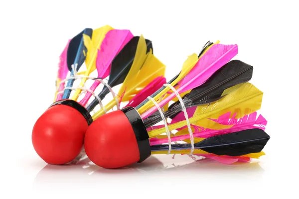 Badmintonbollen med fjädrar — Stockfoto