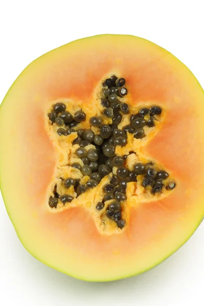 Papaya fruit sliced on half isolated on a white background. — Stock Photo, Image