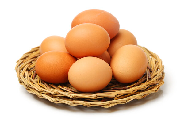 Heap of chicken eggs