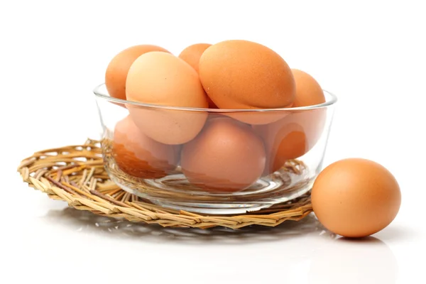 Transparent bowl of eggs — Stockfoto