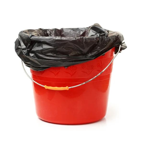 Red plastic bucket — Stock Photo, Image