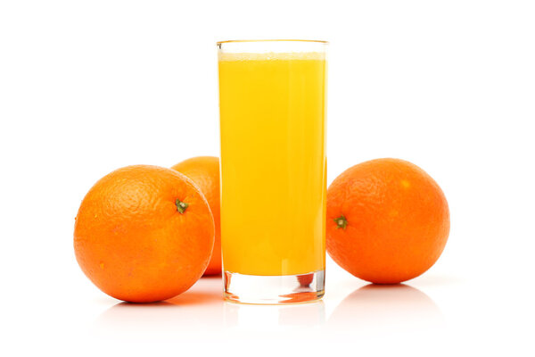 Transparent glass of juice