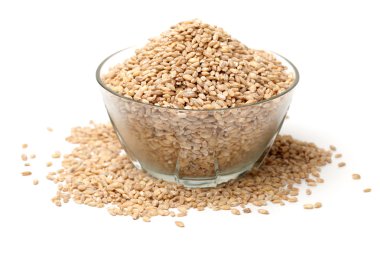 Pearl barley in transparent bowl clipart