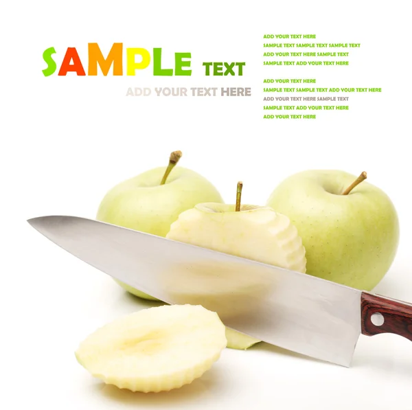 Apples with knife — Stock Photo, Image