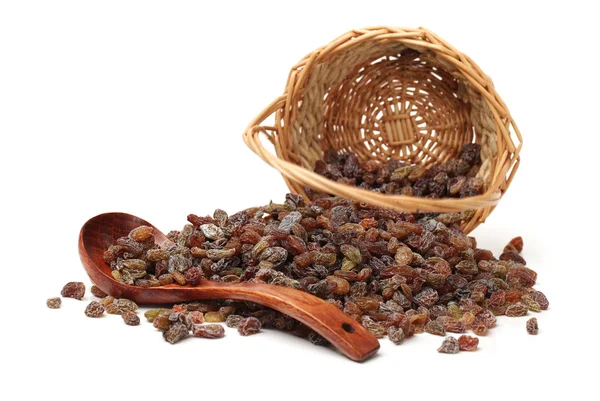 Raisins with basket — Stock Photo, Image