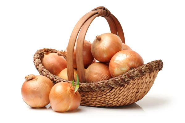 Onion in basket — Stock Photo, Image