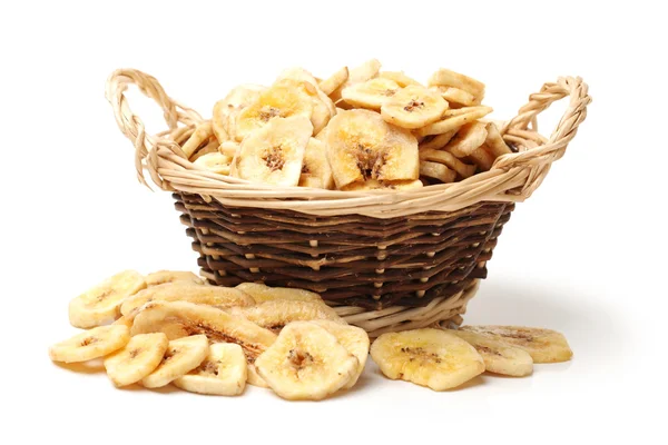 Basket of banana chips — Stock Photo, Image