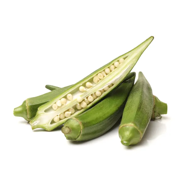 Eine Handvoll frisches Okra — Stockfoto