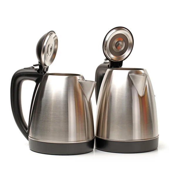Silver steel kettles — Stock Photo, Image