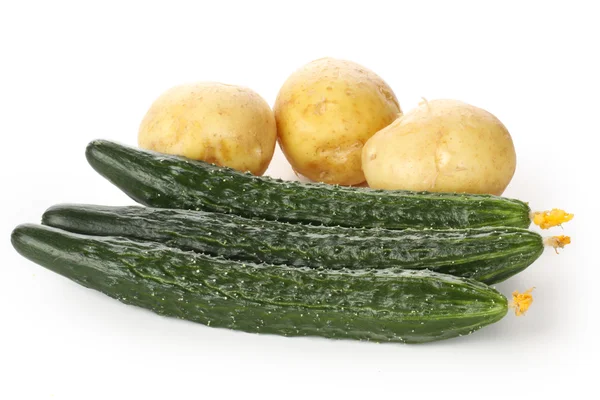 Cucumbers with potatoes — Stock Photo, Image