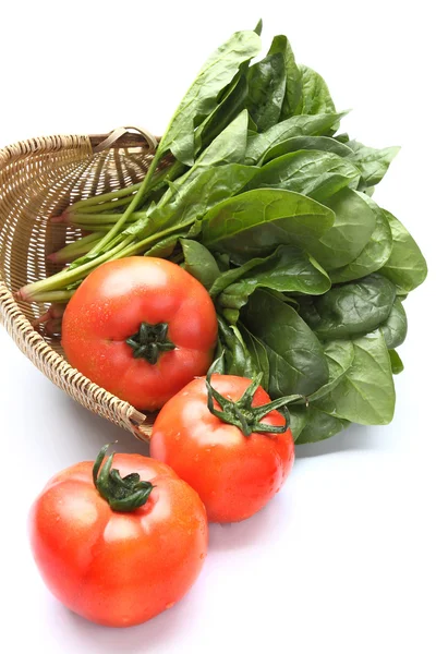 Tomatoes and Spinach — Stock Photo, Image