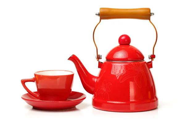 Red tea kettle — Stock Photo, Image