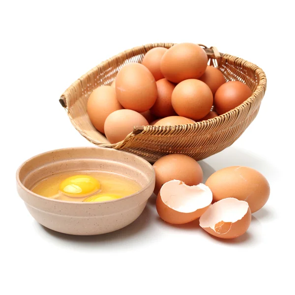 Yolks and eggs — Stock Photo, Image