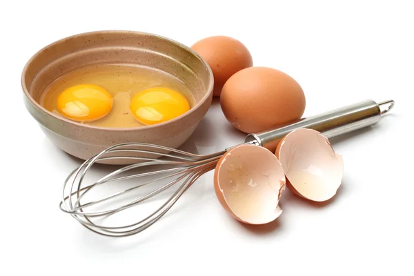 Batidor y huevos — Foto de Stock