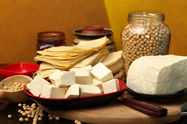 Tofu en soja bonen — Stockfoto