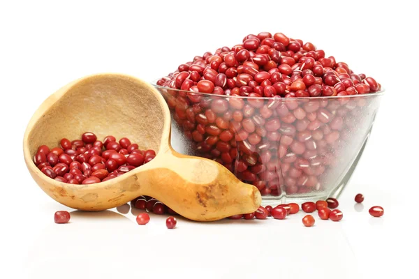 Röda bönor med skål — Stockfoto