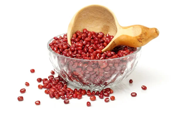 Červené fazole s miskou — Stock fotografie