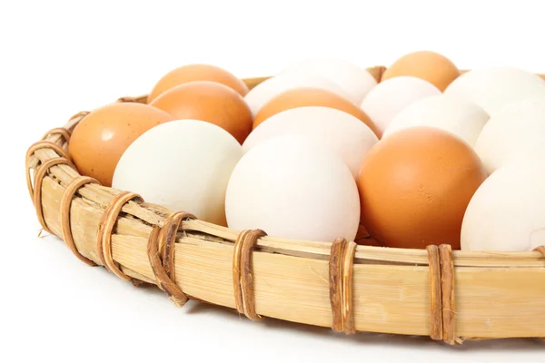 Eggs in wooden tray — Stock Photo, Image