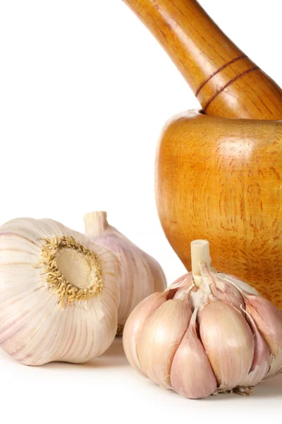 Garlic with pounder — Stock Photo, Image