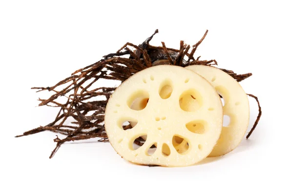 Chopping Lotus root — Stock Photo, Image