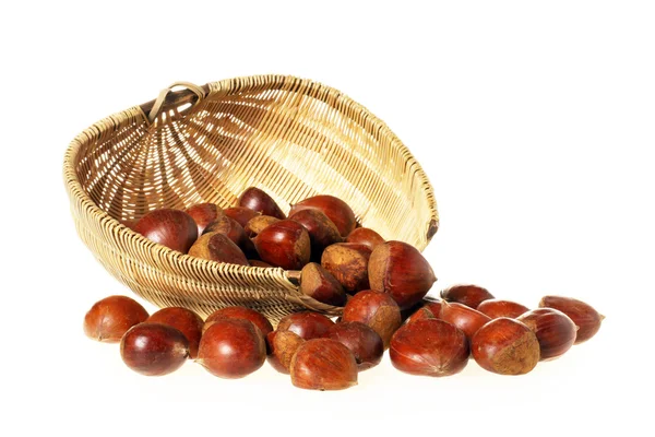 Chestnuts in basket — Stock Photo, Image