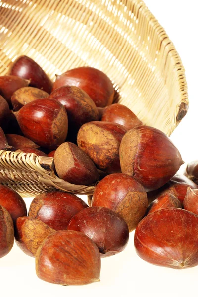 Chestnuts in basket — Stock Photo, Image