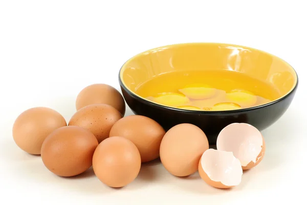 Eggs and yolks — Stock Photo, Image