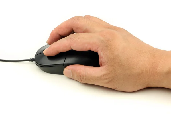 Computermaus mit Hand — Stockfoto