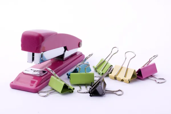 Stapler with clips — Stok fotoğraf