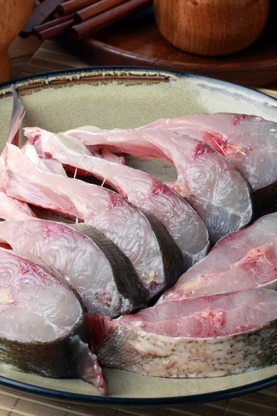 Fish slices on dish — Stock Photo, Image