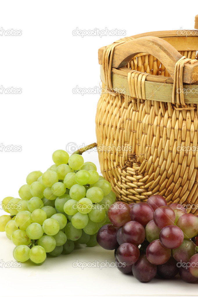 Grapes near basket