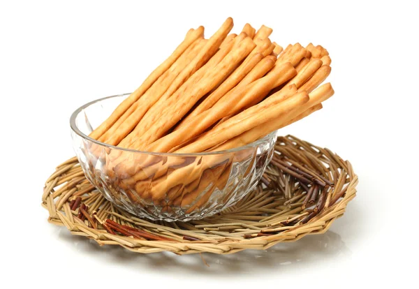 Plates of Bread sticks — Stock Photo, Image