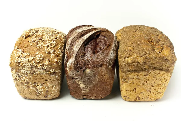 세 가지 다른 종류의 빵 스톡 이미지