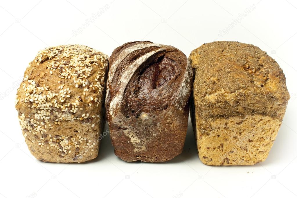 Three different kinds of bread