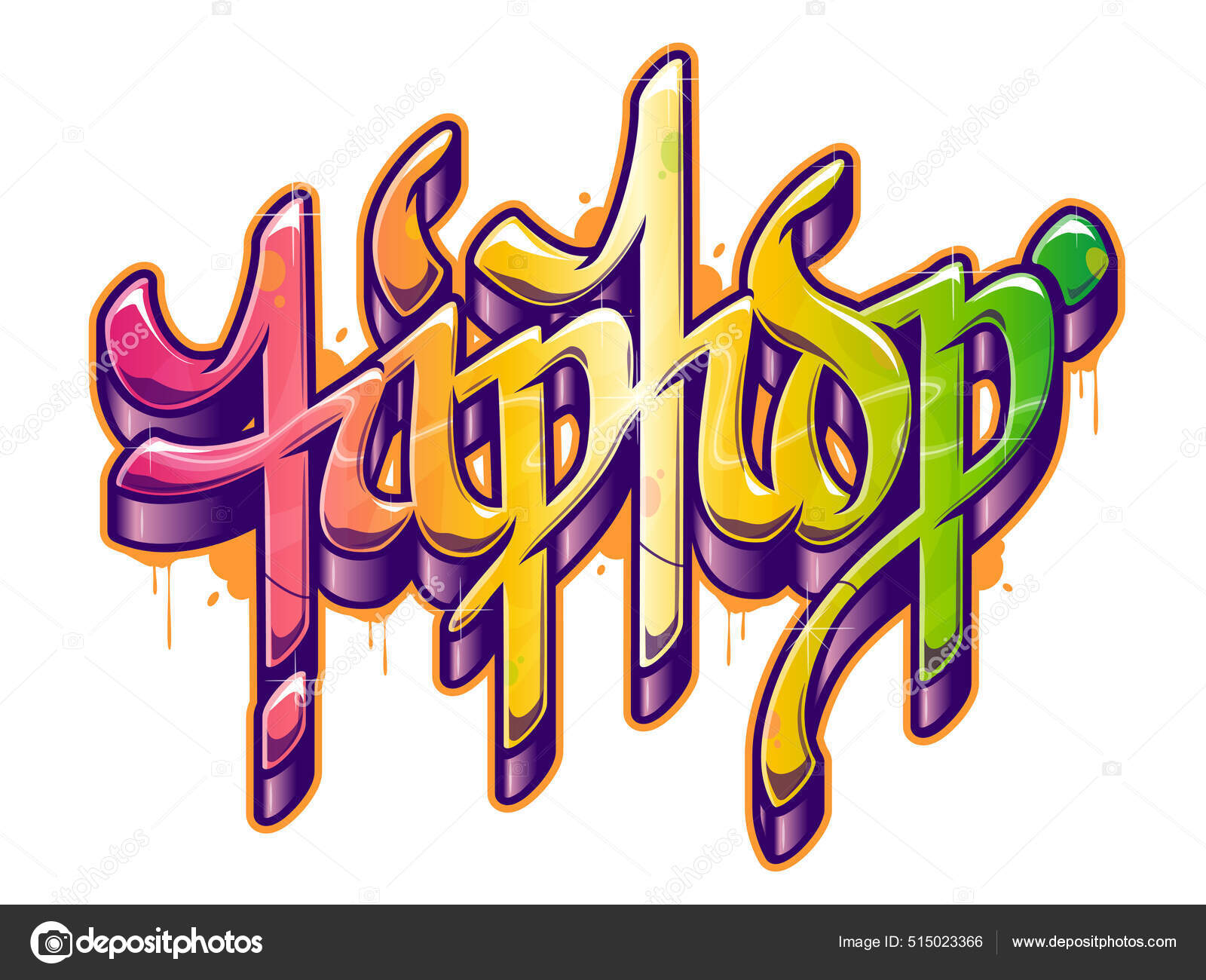 Hip Hop Word Graffiti Style Color Text Vector Isolated White Stock