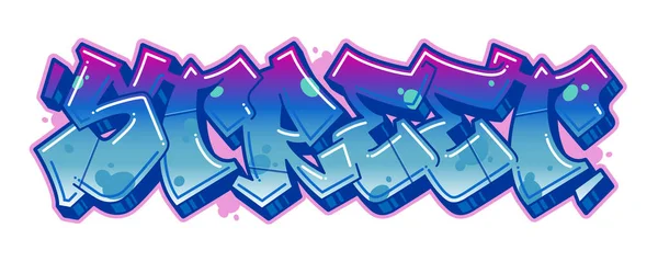 Parola Strada Stile Graffiti Leggibile Vivaci Colori Blu Personalizzabili — Vettoriale Stock