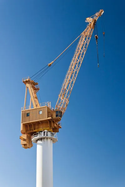 Yellow Shipyard Crane Blue Sky Background — Stock Photo, Image