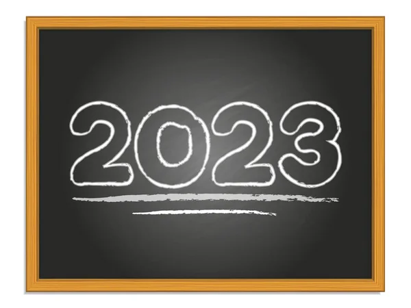 2023 Year Chalk Lettering Black Chalkboard New Year Vector Numbers — Stock Vector